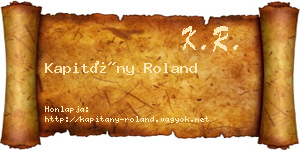 Kapitány Roland névjegykártya