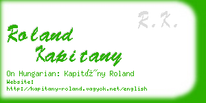 roland kapitany business card